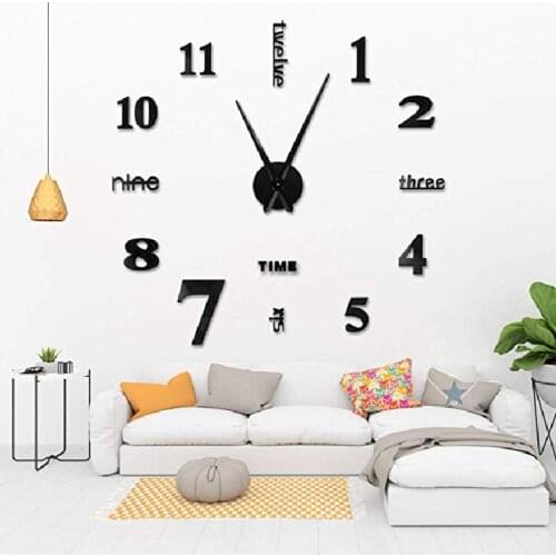 Modern DIY 3D Mirror Surface Large Number Wall Clock Sticker Home Office Decor Mirror Living Room Art Design Wall Clock 40*40cm