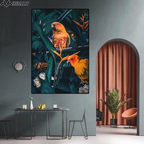 Light luxury Flower Parrot Posters Canvas Print HD Animal Picture Simple modern living room wall art Decorative Paintings