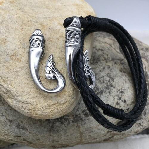 316L Stainless steel Vintage Fish Hook Pendant Fit Men Leather Bracelet Connectors Charms & Necklaces Jewelry Making
