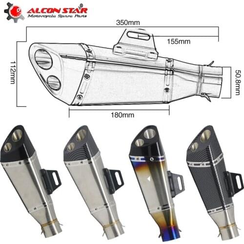 Alconstar- 51mm Motorcycle AkExhaust Pipe Moto Escape Slip On For R6 Z650 MT07 Z900 CBR1000 KTM DUKE R3 R25 GSX600 750