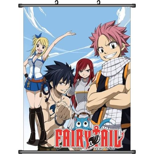 Japanese Decorative Pictures Anime FAIRY TAIL Erza Scarlet & Lucy Heartfilia & Wendy Marvell Home Decor Wall Scroll Poster