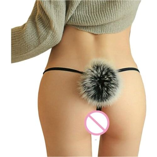 Japanese Sexy Plush Long Tail Panties Masquerade Cosplay Alternative Costume Fur Ball Thong Womens Erotic Accessories 2021 New