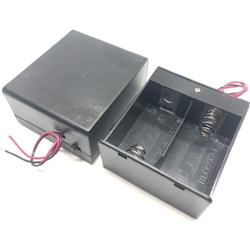 2 x D Size Batteries Storage Box Holder 3V DIY Rechargeable Wire Leaded Battery Case Cover 2 Slots with Switch