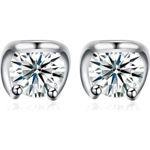 ZEMIOR Sterling Silver 925 Jewelry Trendy Clear Circle Cubic Zirconia Earrings Women Simple Geometry Stud Earring Hot Sale