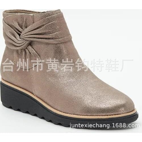 2020 New wedge heel short boots women bow short frosted casual boots large size womens shoes size 43 women shoes