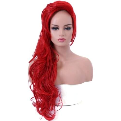 BESTUNG Red Long Wavy Wig for Women Classic Costumes Cosplay Curly Hair Lolita Wigs