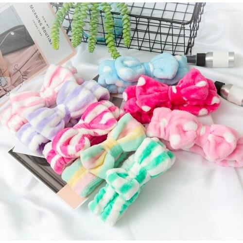 Women Makeup Coral Fleece Wash Face Bow Hairbands For Women Girls Headbands Headwear Hair Bands Turban Hair Accessories