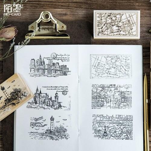 1pcs Vintage Travel Meaning Series Wooden Rubber Stamps for For Kids DIY Handmade Scrapbooking Stationery Photo Album