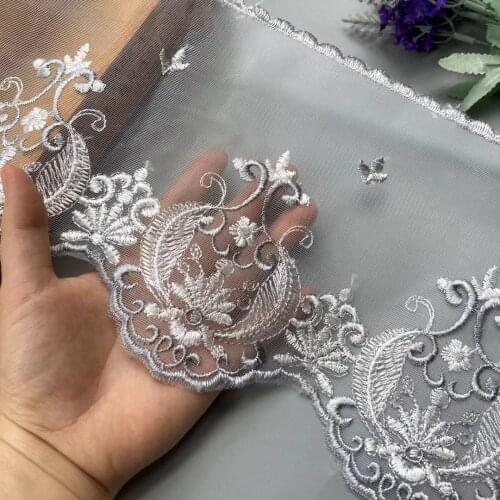 1 yards Grey Flower 180 mm Lace Ribbon Trim for Sofa Cover Curtain Trimmings Embroidery DIY Applique Home Textiles Accessories