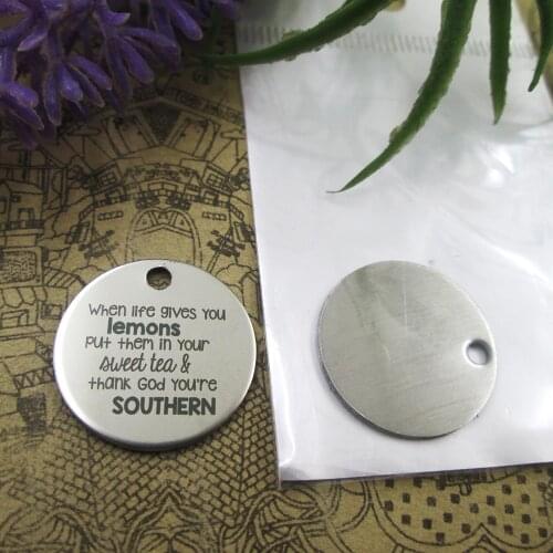 10pcs--"WHEN LIFE GIVES YOU LEMONS PUT THEM ..."stainless steel charms 5 styles for choosing DIY Charms for necklace bracelets