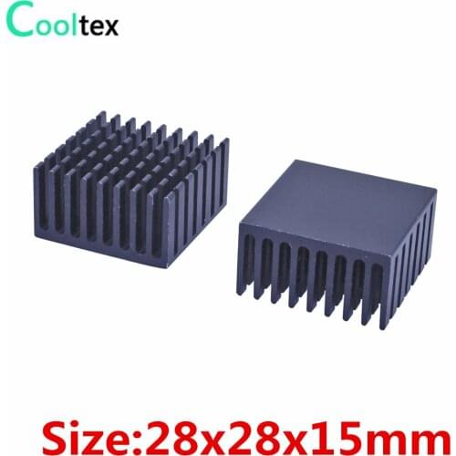 10pcs/lot) 28x28x15mm black Aluminum heatsink radiator heat sink for Electronic IC LED computer COOLER COOLING