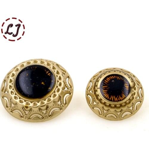 New 10pcs/lot high quality decoration metal buttons gold round crafts button clothing pants sewing accessories scrapbooking DIY