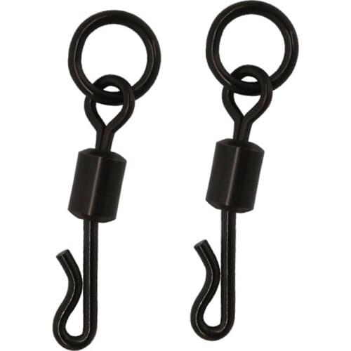 100PCS Carp Fishing SwivelsSnap Long Body Q-Shaped Swivel Matte Black Color for Carp Fishing Rigs 4# Quick Change Swivels