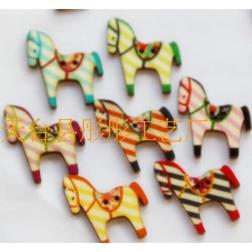 50PCs Mixed 2 Holes Wooden Buttons House Pattern Fit Sewing Scrapbook 29x27mm Scrapbooking Sewing Accessories