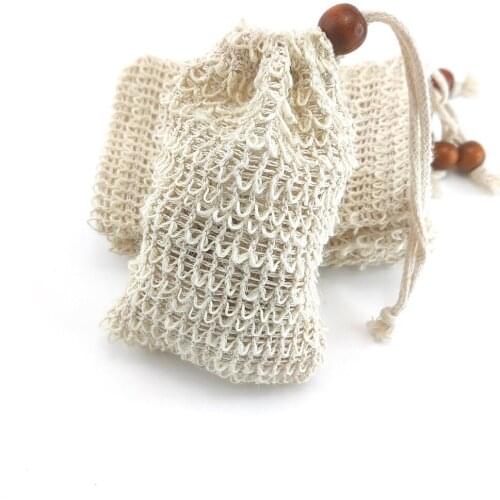 6pcs/pack Soap Bag Exfoliating Soap Saver Pouch Foaming Sisal Soap Pouch Saver Massage Organic Soap Bags With Rope