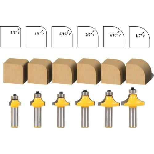 6pcs/lot Woodworking milling cutter Roundover Router Bit Set - 1/2" Shank