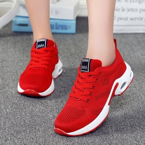 AFFINEST Knit Running Shoes For Women Air Mesh Breathable Summer Shoes Air Cushion Breathable Lace-up Sneakers Ladies shoes
