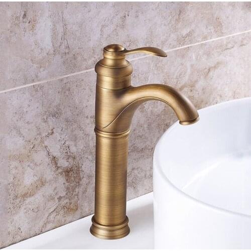 Antique Luxury Bathroom Basin Faucet Toilet Vanity Vessel Sink Tap Single Lever Hot And Cold Water Mixer Tap Crane Deck Mounted
