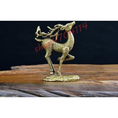 Antique Collection, Solid and Pure Bronze Sika Deer Zen Small Ornaments, Exquisite Handicraft Decorations