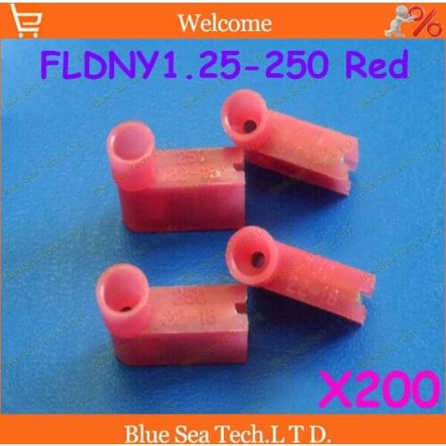Free Shipping 200pcs/lot FLDNY1.25-250 Red Flag cold-pressed terminal Insulated Terminal For 0.5-1.5mm2 , 22-18 AWG Wire 10A