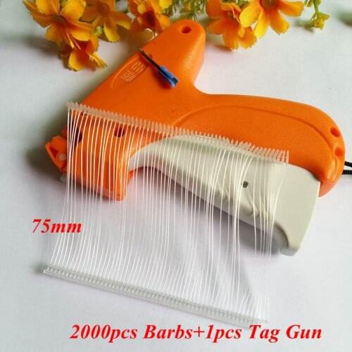 1pcs Tag Gun + 2000 pcs 75mm Transparent Barbs STANDARD Garment CLOTHING Price Label Tagging Tag Gun Barbs PINS