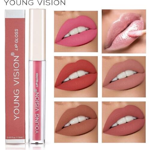 YOUNG VISION Lip Gloss Matte Liptint 6 Colors Long Lasting Lipgloss Nude Cosmetic Velet Volume Liquid Moisturizing Lipstick