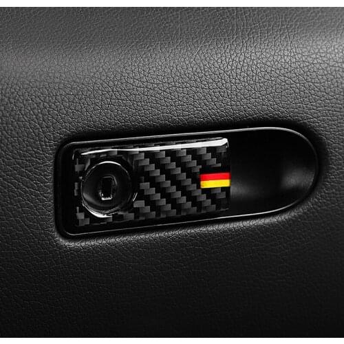 Car Carbon Fiber Passenger Side Glove Storage Box Handle Cover Decor Trim For Mercedes Benz C Class W205 C180 C200 C300 GLC260