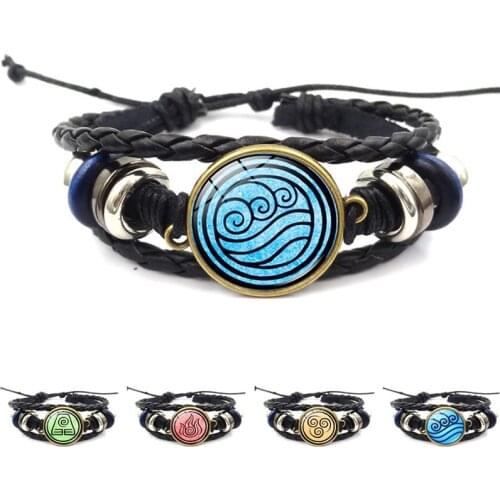 Avatar The Last Airbender Bracelet Mem Vintage Jewelry Air Nomad Fire and Water Tribe Multilayer Weave Black Leather Bracelet