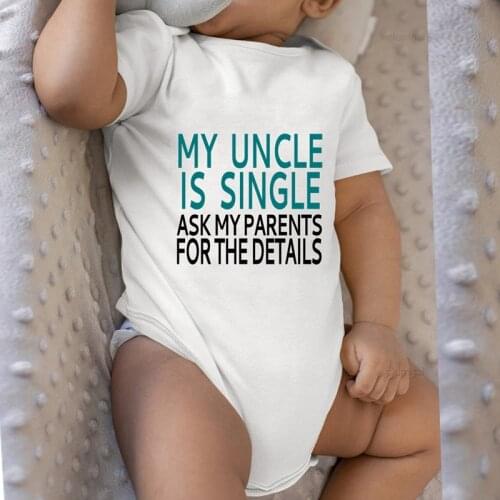 My Uncle Letter Printed Kids Clothing One Piece Jumpsuit New Born Baby Items Summer Infant Short Sleeve Newborns Romper