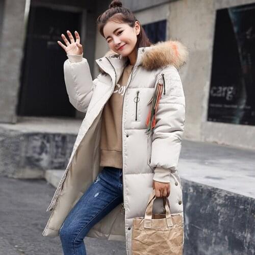 Cotton Polyester Zipper High Waist Standard Full Zippers Limited 2018 And Winter New Fat Mm Long Fund Hat Bread Loose Coat