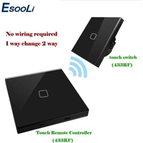 Esooli EU standard Smart Home wireless 433Mhz(1527 chip) Black White Switch shape Touch 30M Remote controller
