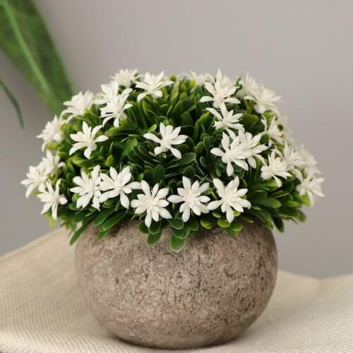 Artificial Shrubs Faux Plastic Fake Gypsophila Potted Flowers Indoor Outside Home Garden Wedding Home Decor Advanced PE Material