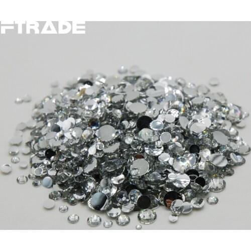 Nail Art Rhinestones Crystal Clear 3D Nail Art Mixed Sizes Flat Back Tool Non Hotfix Glue On rhinestone For Gems Clothes