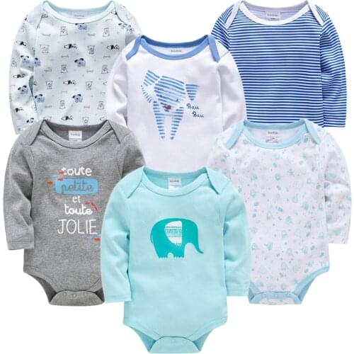 Kavkas 6 3 pcs/lot Baby Girl Clothes Set Cotton Long Sleeve Overalls Newborn Boy Bodydysuit ropa bebe Toddlers Clothing