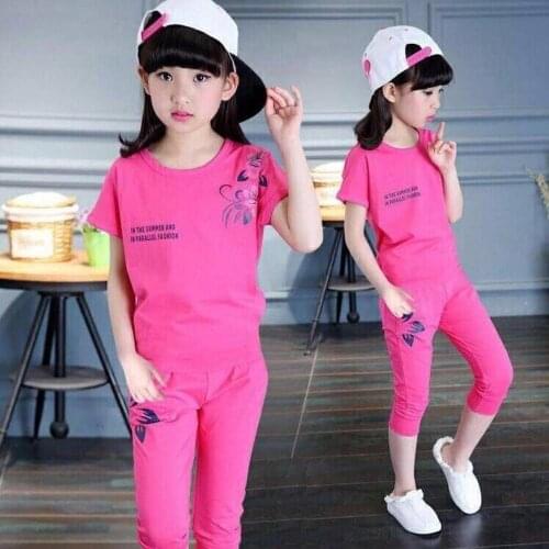 Summer Girls Clothing Sets Cotton T Shirt+Pants Children Clothes Candy Colored Casual Suit For Baby Girls Sport Set shorts