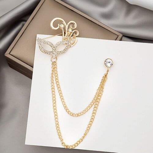 Crystal Fox Mask Brooch Pins Buckle Mens Badge Fashion Lovely Opal Rhinestone Brooches for Women Suit Dress Accessories Gift