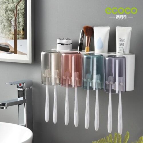 Wall Mount Toothbrush Holder Automatic Toothpaste Squeezer Dispenser Multi-Functional Bathroom Accessories Toothbrush Organizer