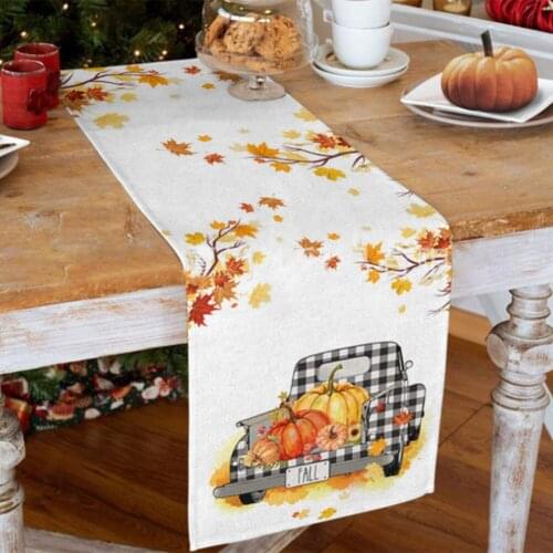 Thanksgiving Table Runner Maple Leaves Pumpkins Placemat Table Mats Kitchen Dining Table Party Decoration