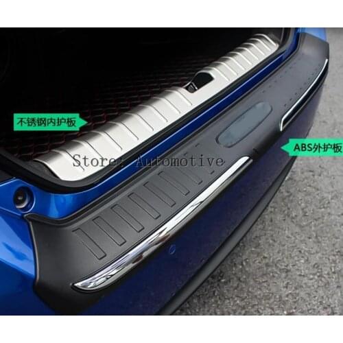 New Style ! For Honda Civic 2016 2017 Rear Bumper ( inner + outer) Door Sill Protector Plate Cover Kit Trim 2 Piece / Set