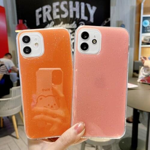 Macaron Crystal Glitter Full Protective Case for iPhone 1112 Pro Max Shockproof Girls Shiny Clear Bling Sparkle Color Back Cover