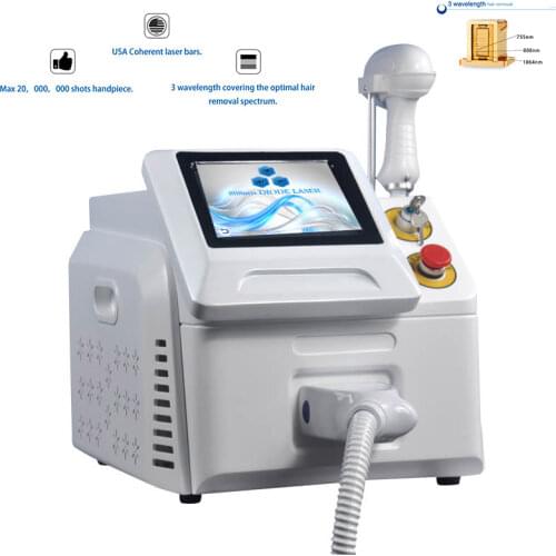 OEM Portable 808nm 755nm 1064nm 3 wavelength Diode Laser Hair Removal Machine