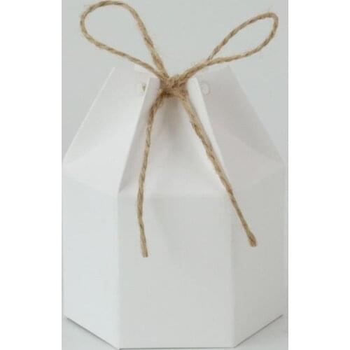 White Brown Kraft Paper Package Lantern Hexagon Candy Box Favor And Gifts Wedding Christmas Valentines Party Supplies