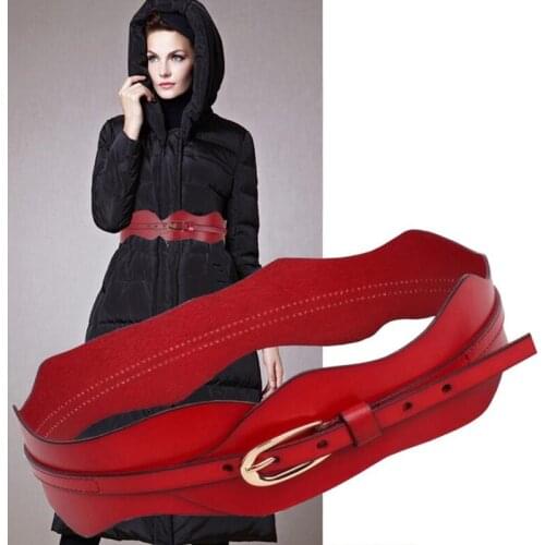 New Fashion Womens Wide Belt High Quality Designer Belts Pure Color First Layer Cowhide Leisure Dress Down Jacket Waistband