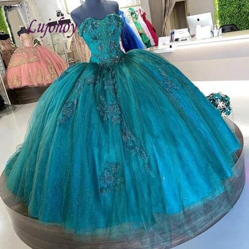 Luxury Quinceanera Dresses Ball Gown Emerald Green Plus Size Mexican Princess Masquerade Long Sweet 16 Prom Dress 15 year old