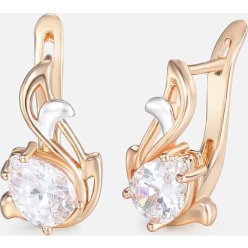 Clear Cubic Zircon Teardrop Earrings for Women Girls 585 Rose Gold Filled Earrings Woman Jewelry Valentiens Gifts KGE100