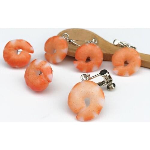 ZiccoWong New Design Handmade Resin Shrimp Shape Eardrop Earring For Girl Kids Cartoon Lovely Funny Food Drop Earring Jewelry