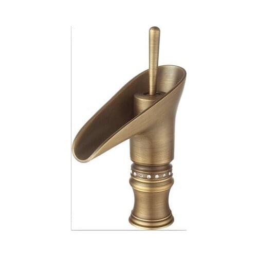 Free ship Modern antique Clour single hole bathroom lavatory sink faucet mixer tap with crystal