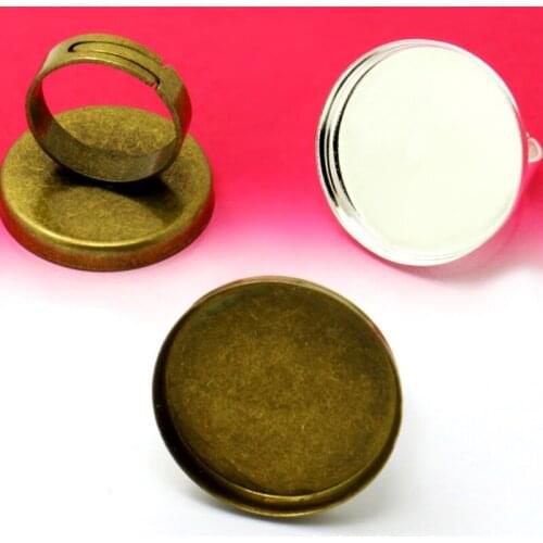 10Pcs Fitting 12/14/16/18/20mm Round Glass Cabochon Adjustable Base Bezel Base Setting Ring Blanks For DIY Making
