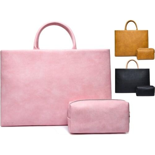 13 13.3 14 15 15.6 Inch Solid PU Laptop Notebook Tablet Bags Case Messenger Shoulder Sleeve for Men Women with small case