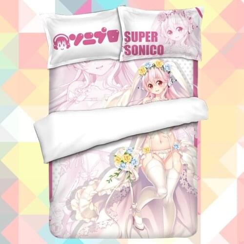 Anime Cartoon Super Sonico Quilt Cover Soft Printed Bedding Set Duvet Cover Set 4pc No.CP170005